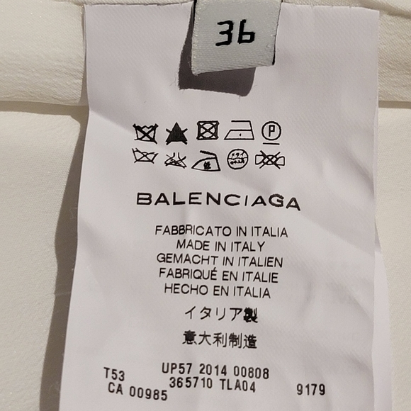 BALENCIAGA White Citron Black Print Structured Crew Neck Decorated Short Sleeve - Picture 4 of 16